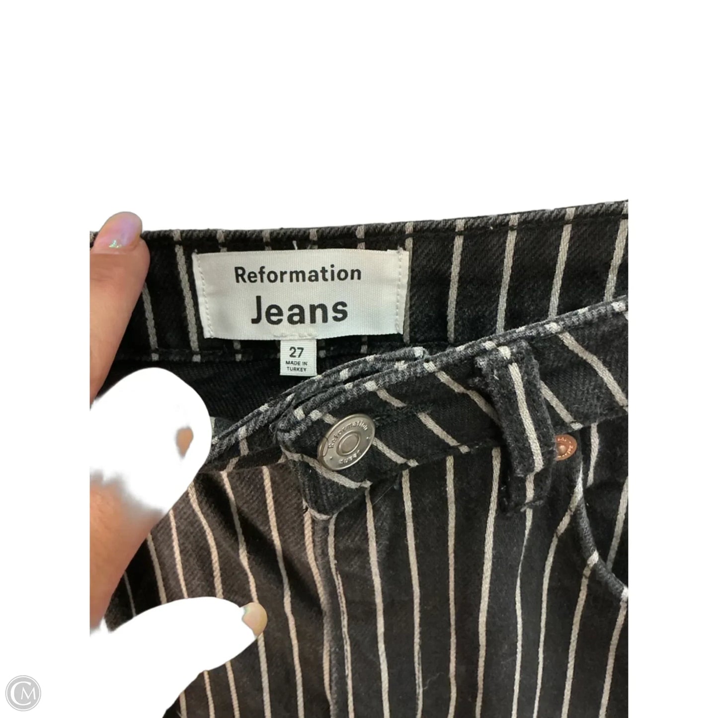 Jeans Wide Leg By Reformation In Black & White, Size: 4