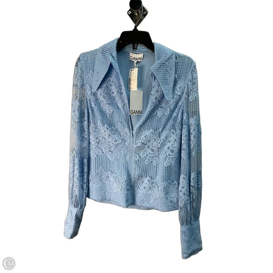 Top Long Sleeve By Ganni In Blue, Size: S