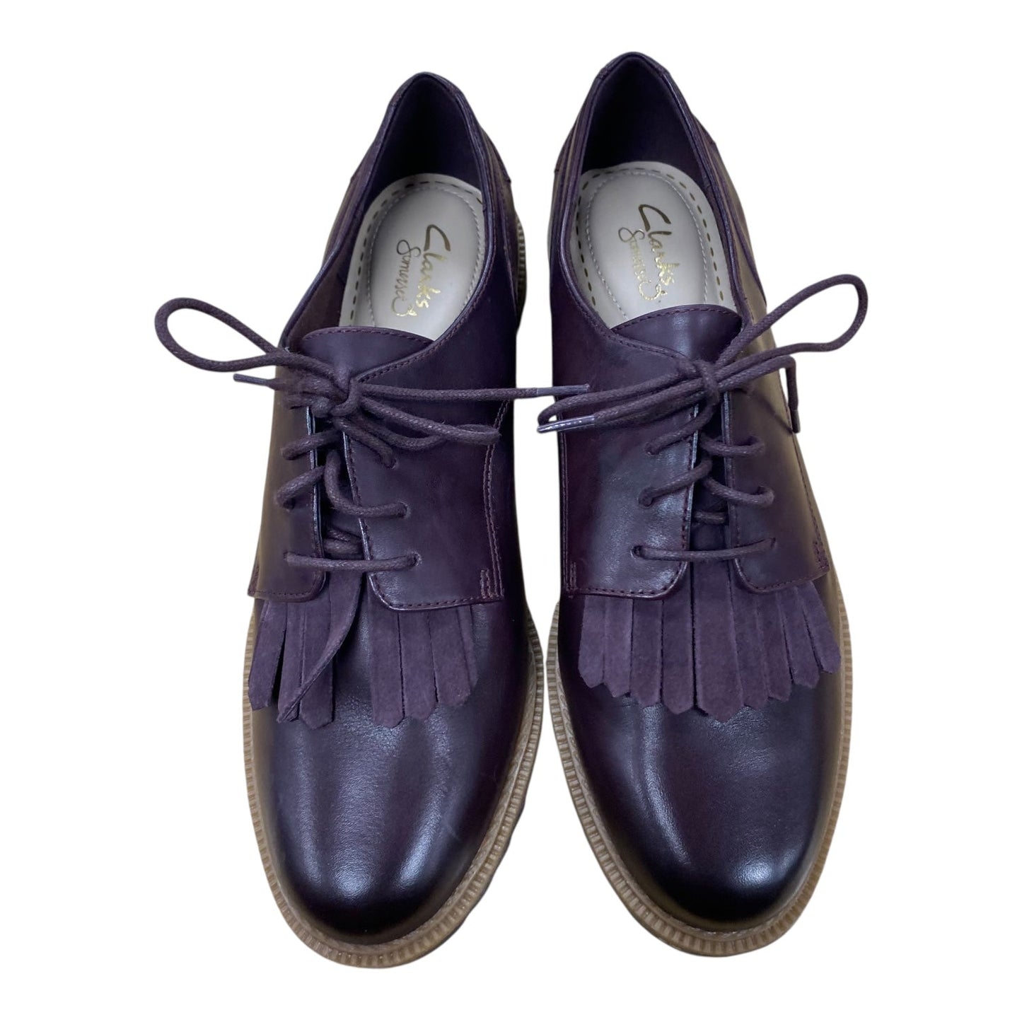 Shoes Flats By Clarks In Maroon, Size:9