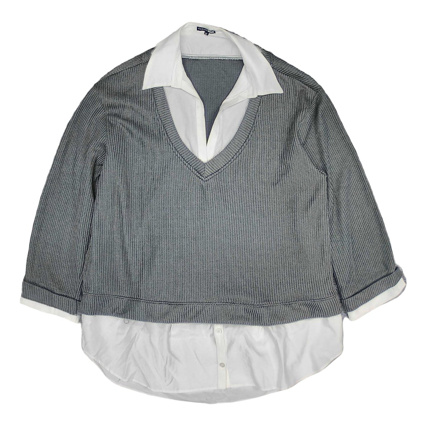 Sweater By Fashion Nova In Grey, Size: 1x
