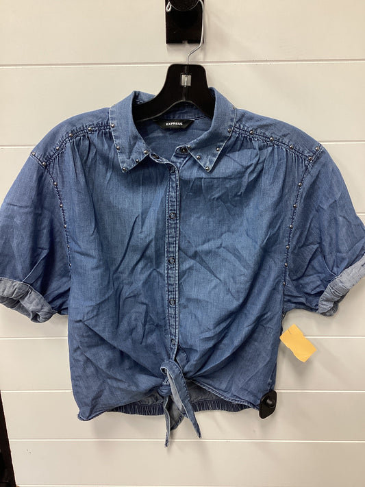 Blouse Ss By Express In Blue, Size:Xs