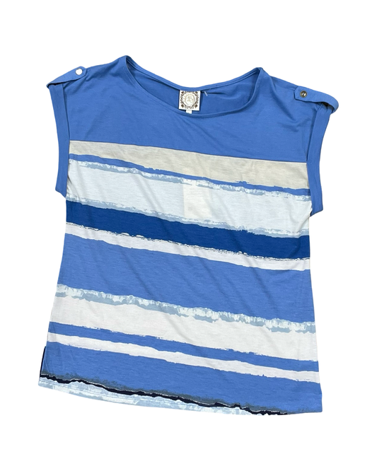 Top Sleeveless By Tru Self In Blue & White, Size:S