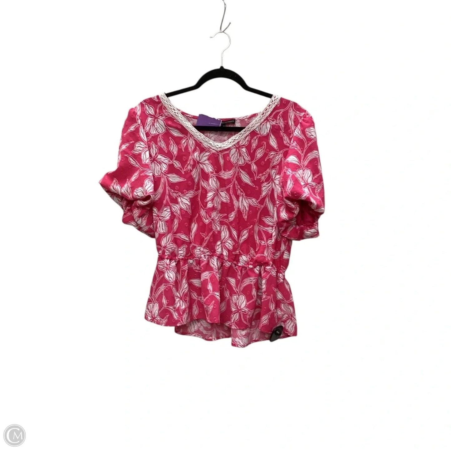 Top Short Sleeve By Adrienne Vittadini In Pink, Size: L
