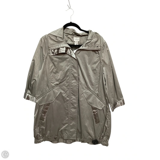 Jacket Windbreaker By Zenergy By Chicos In Grey, Size: 2