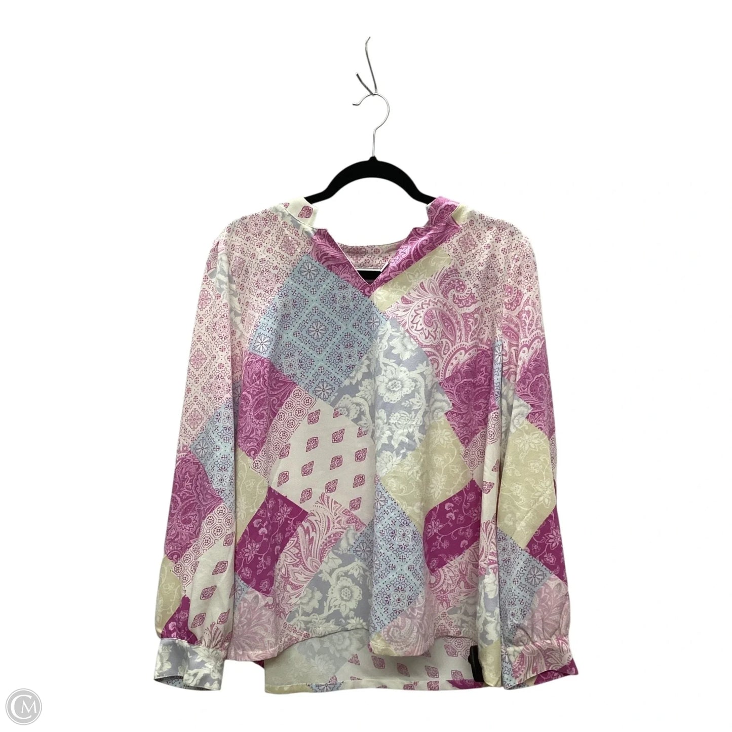 Top Long Sleeve By Denim And Company In Multi-colored, Size: L