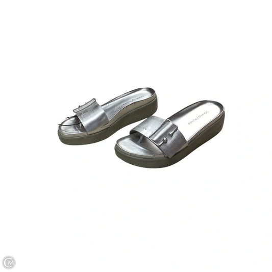 Sandals Heels Wedge By Donald Pliner In Silver, Size: 7