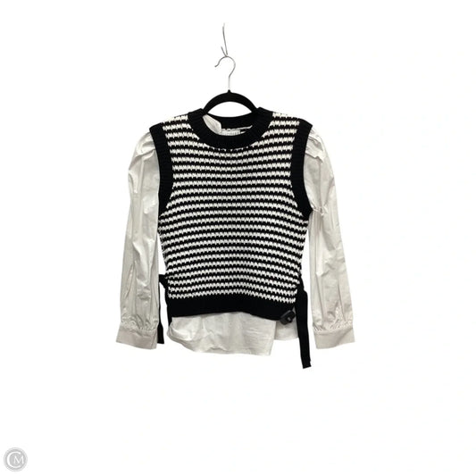 Top Long Sleeve By Lucy Paris In Black & White, Size: Xs