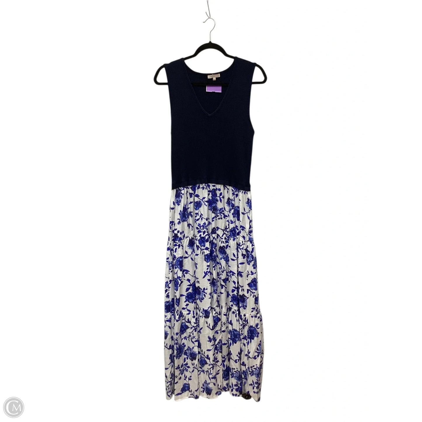 Dress Casual Maxi By Skies Are Blue In Blue & White, Size: L