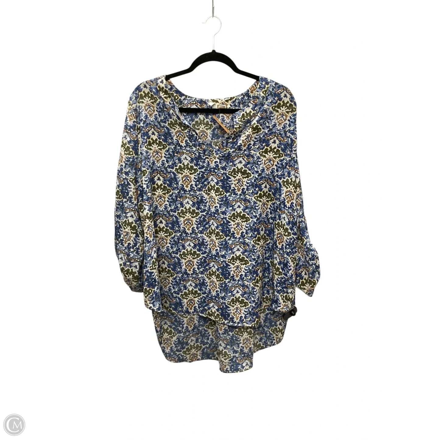 Blouse Long Sleeve By Cato In Blue & Green, Size: Xl