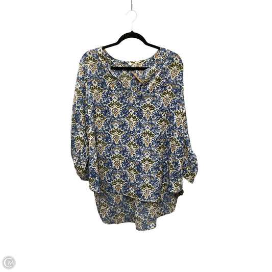 Blouse Long Sleeve By Cato In Blue & Green, Size: Xl
