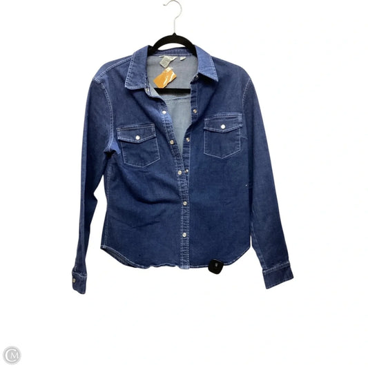 Top Long Sleeve By J. Crew In Blue Denim, Size: 8