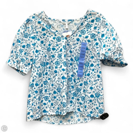 Blouse Short Sleeve By Draper James In Blue & White, Size: L