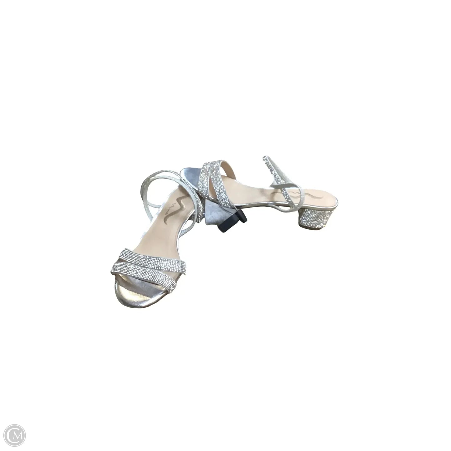 Sandals Heels Block By Nina In Silver, Size: 8