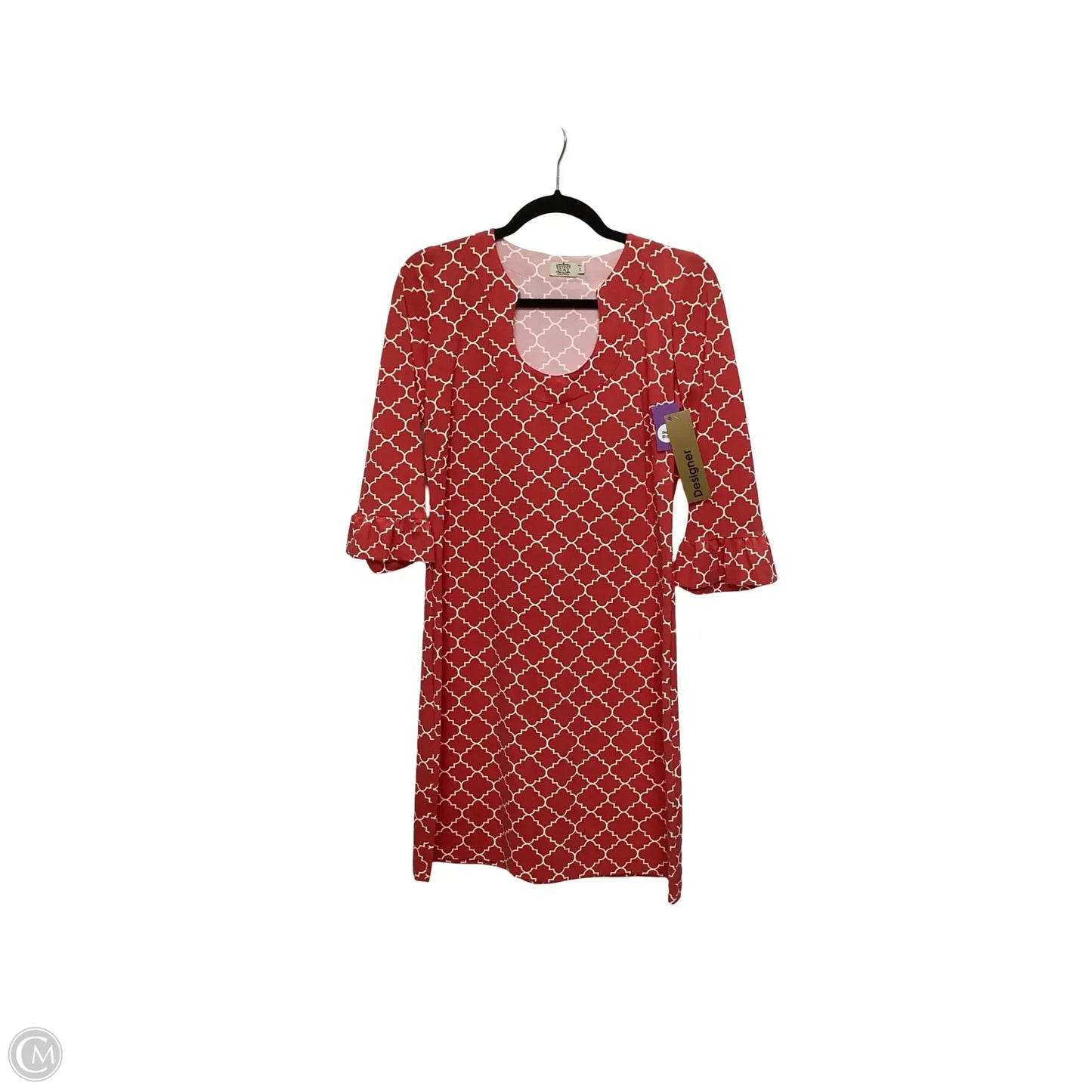 Designer Dress Casual Short By katherine way In Red, Size: S