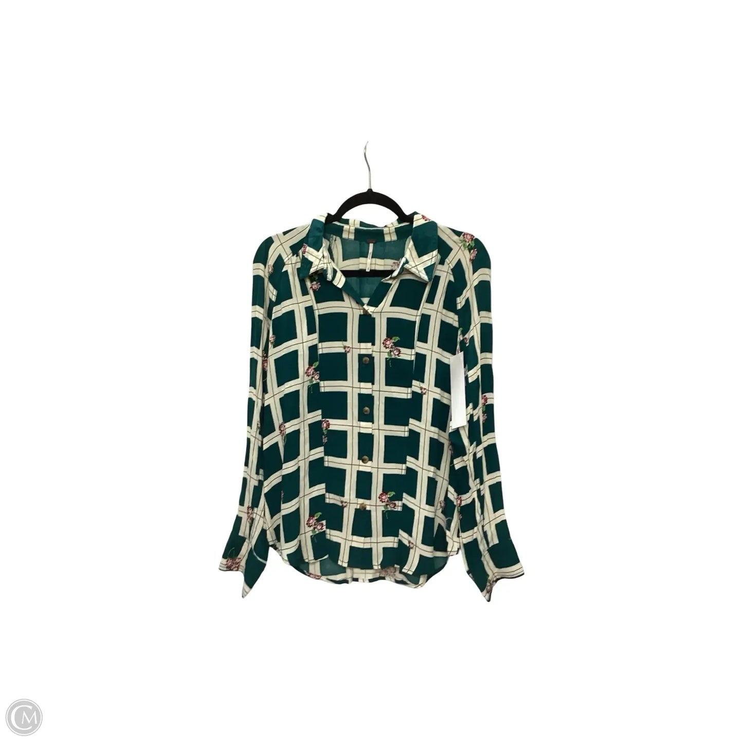 Blouse Long Sleeve By Free People In Green, Size: M