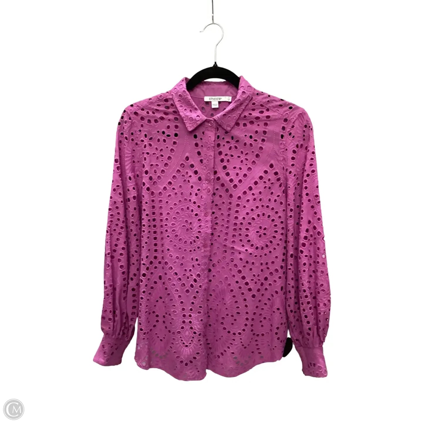 Blouse Long Sleeve By Chicos In Purple, Size: 8