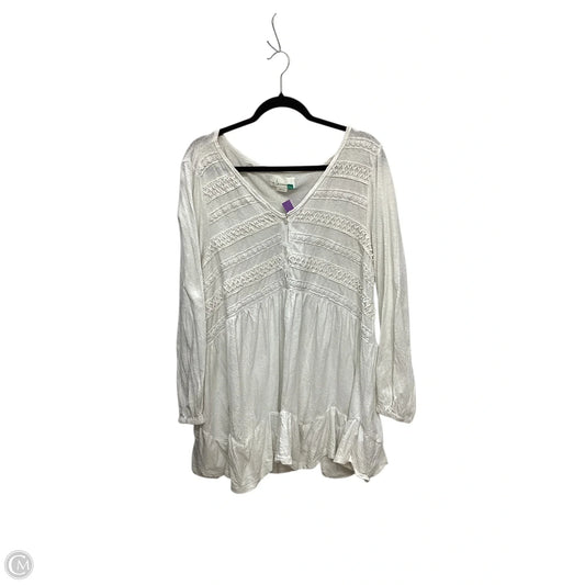 Top Long Sleeve By Anthropologie In White, Size: 1x