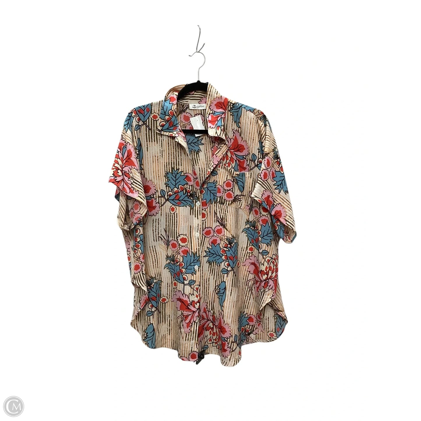 Top Short Sleeve By Cupshe In Multi-colored, Size: L