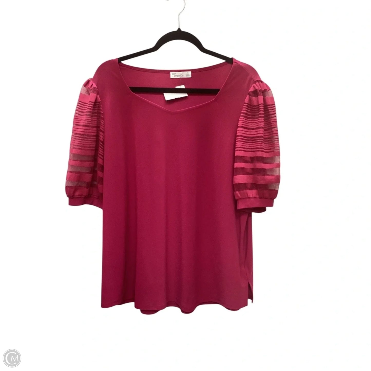 Top Short Sleeve By 89th And Madison In Pink, Size: 1x