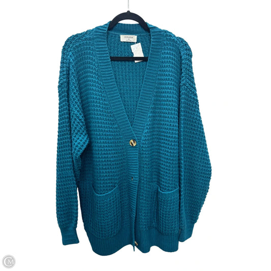 Cardigan By Zenana Outfitters In Blue, Size: 2x
