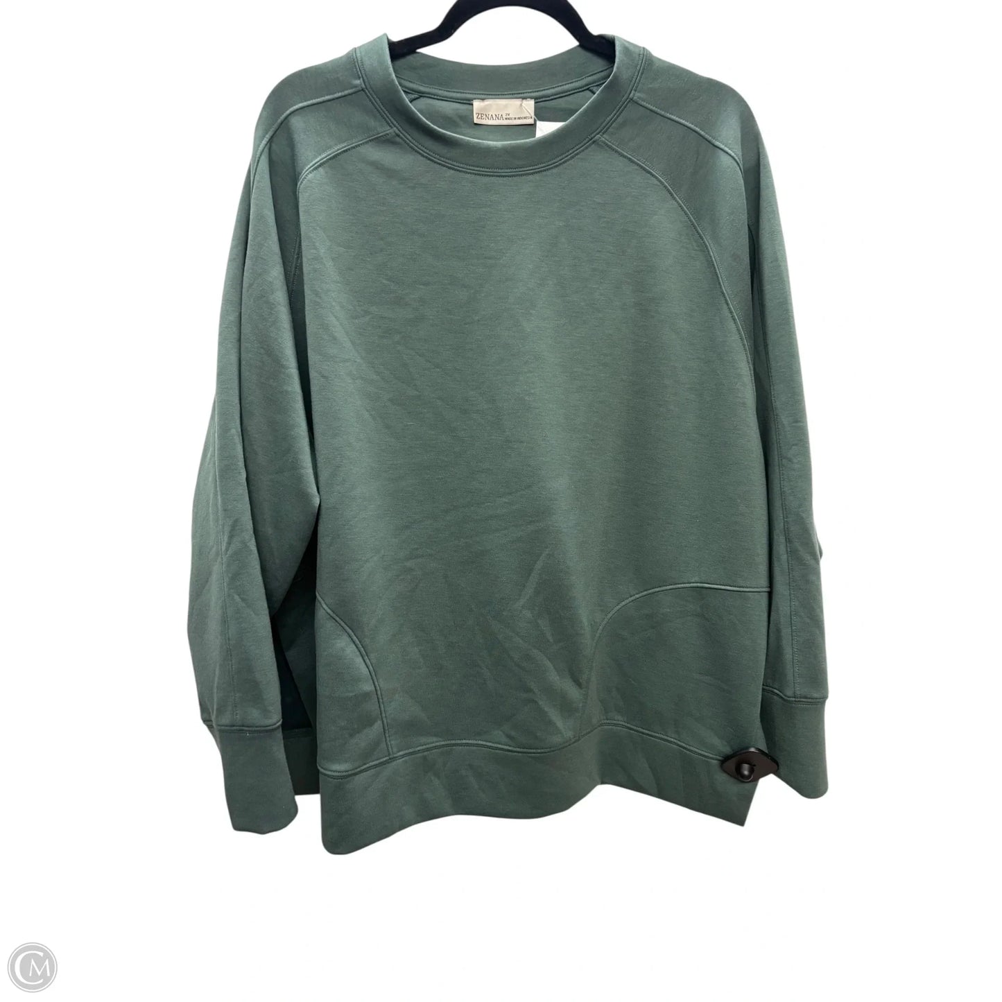 Top Long Sleeve By Zenana Outfitters In Green, Size: 2x