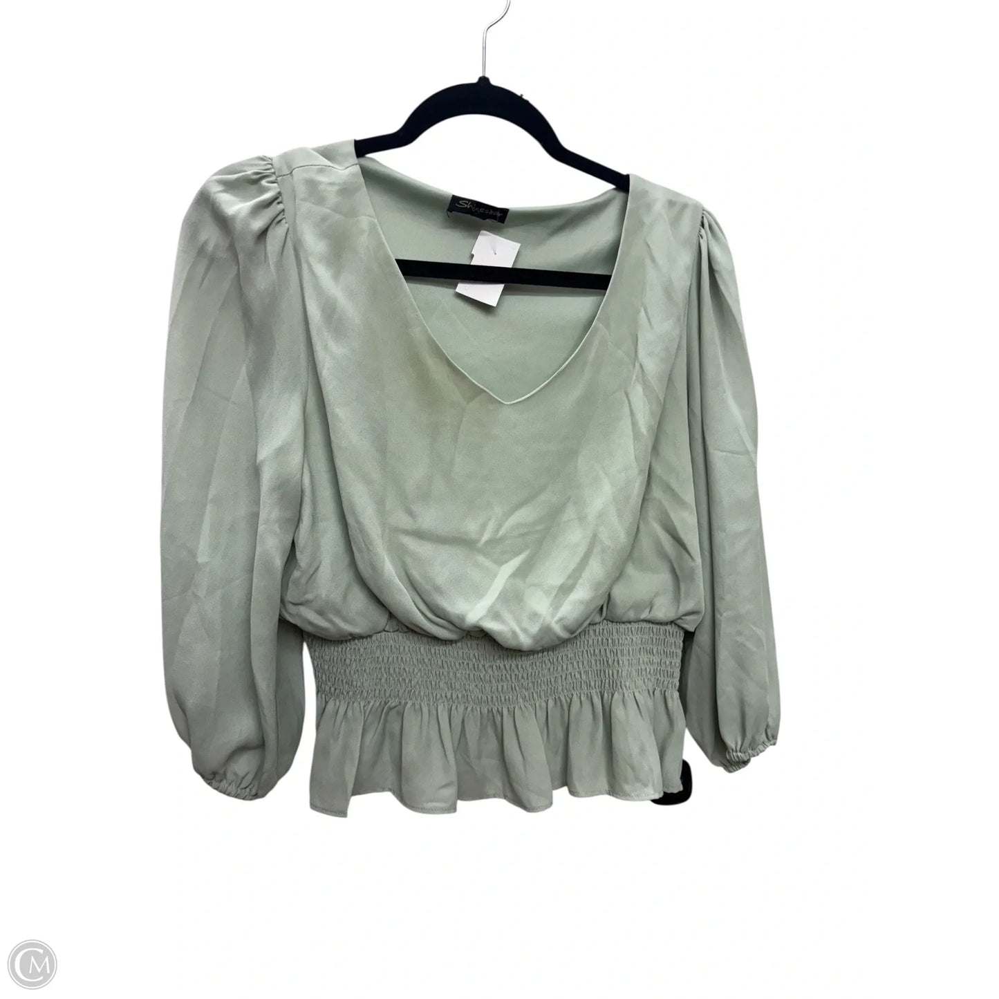 Top Long Sleeve By Shinestar In Green, Size: L