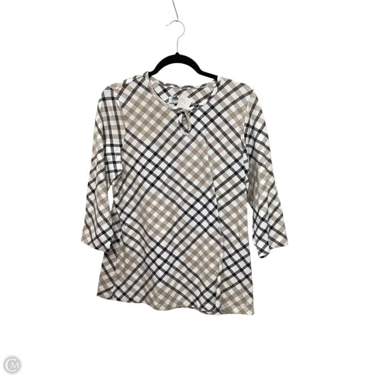 Top Long Sleeve By Denim And Company In Plaid Pattern, Size: M