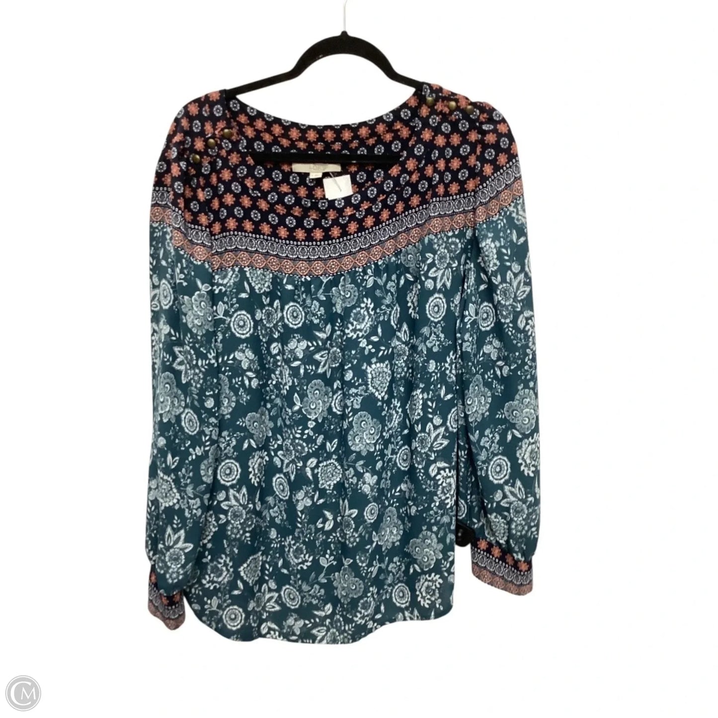 Top Long Sleeve By Loft In Multi-colored, Size: Xl