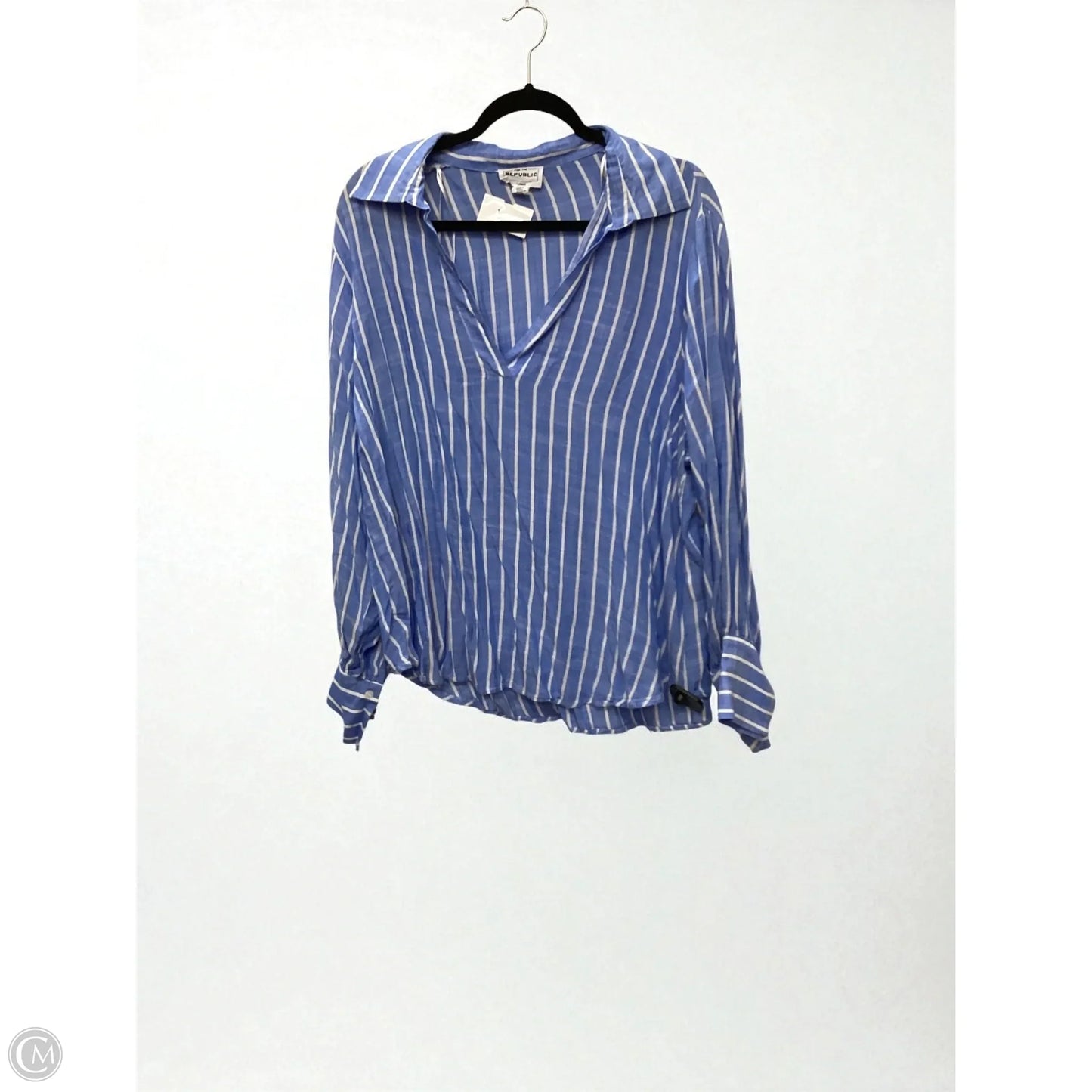 Top Long Sleeve By For The Republic In Blue, Size: 1x