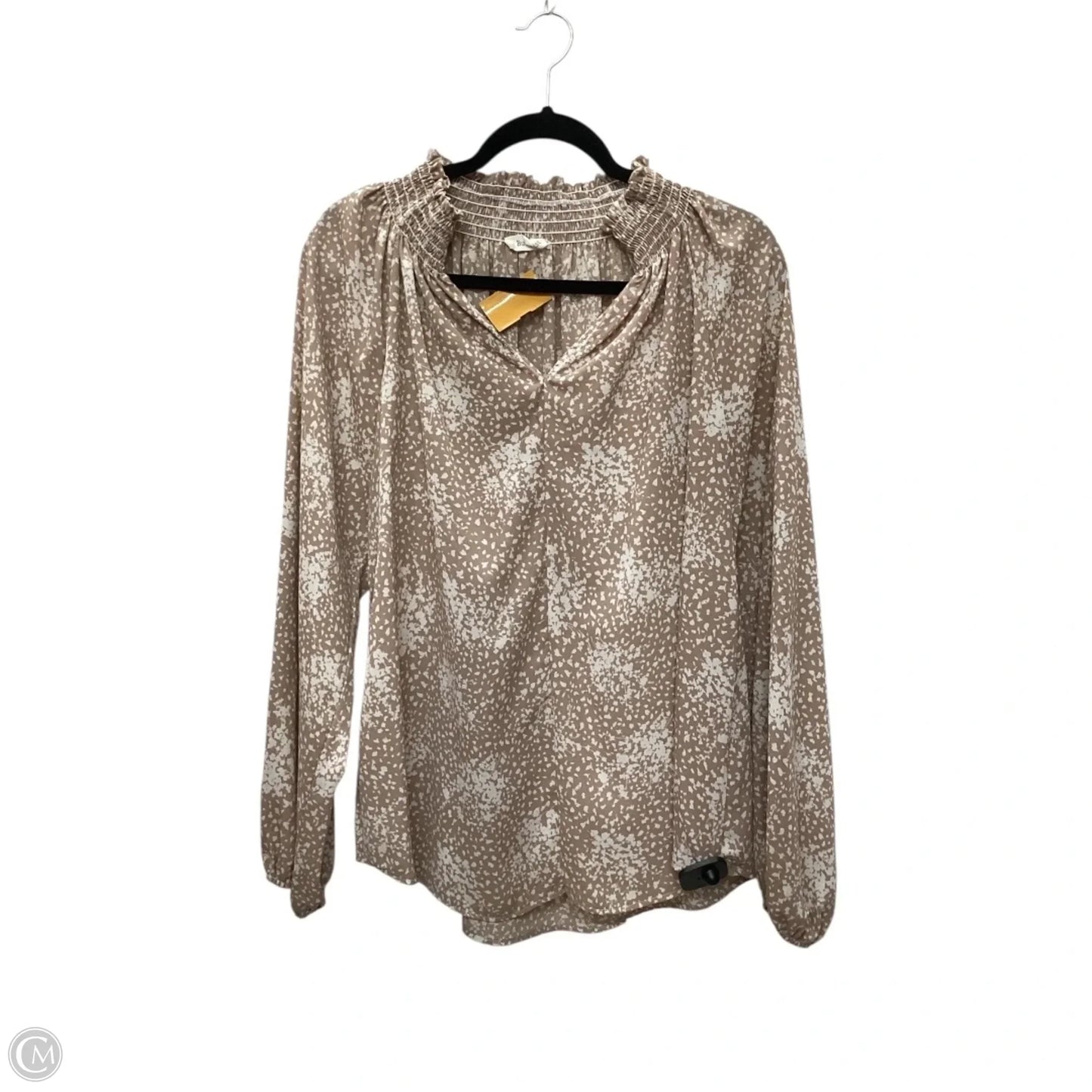 Top Long Sleeve By Bucketlist In Tan, Size: M