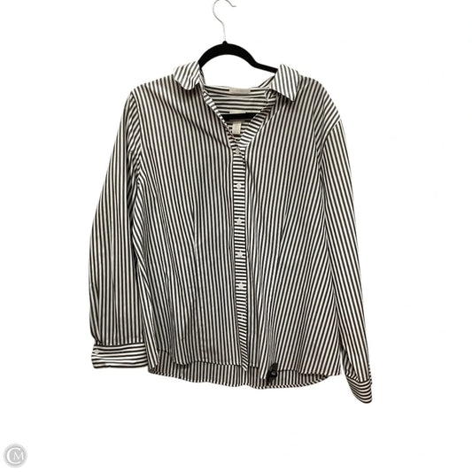 Blouse Long Sleeve By Chicos In Striped Pattern, Size: Xl