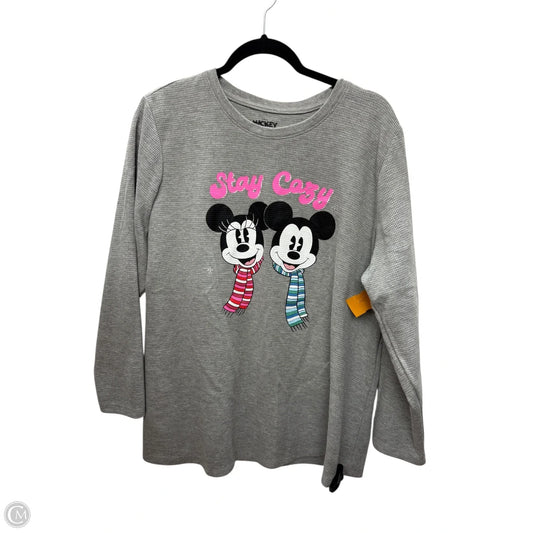 Top Long Sleeve By Disney In Grey, Size: 1x
