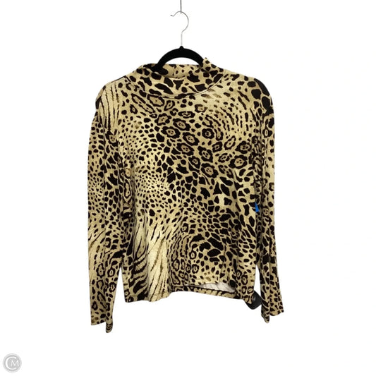 Blouse Long Sleeve By Jones New York In Leopard Print, Size: Xl