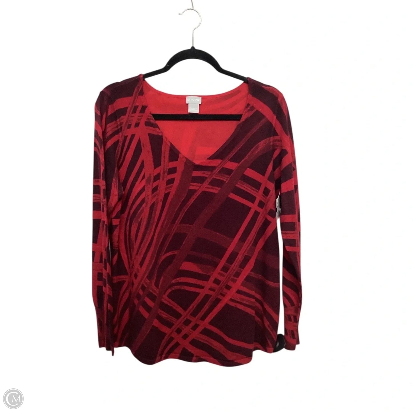 Blouse Long Sleeve By Chicos In Red, Size: M