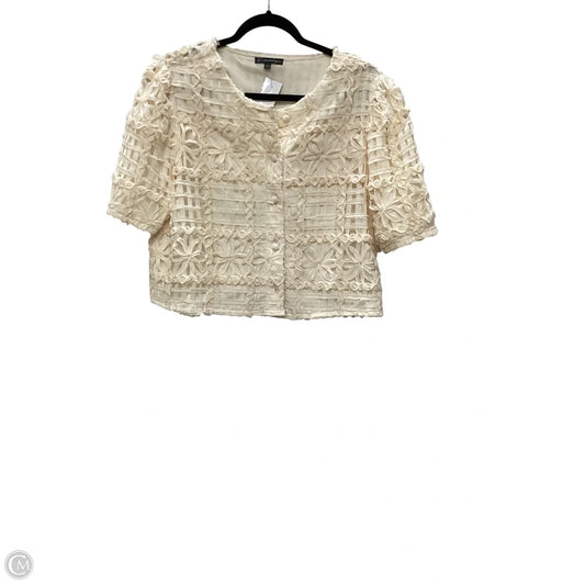 Top Short Sleeve By Adrianna Papell In Cream, Size: L