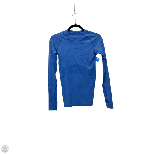 Athletic Top Long Sleeve Collar By Lululemon In Blue, Size: 4