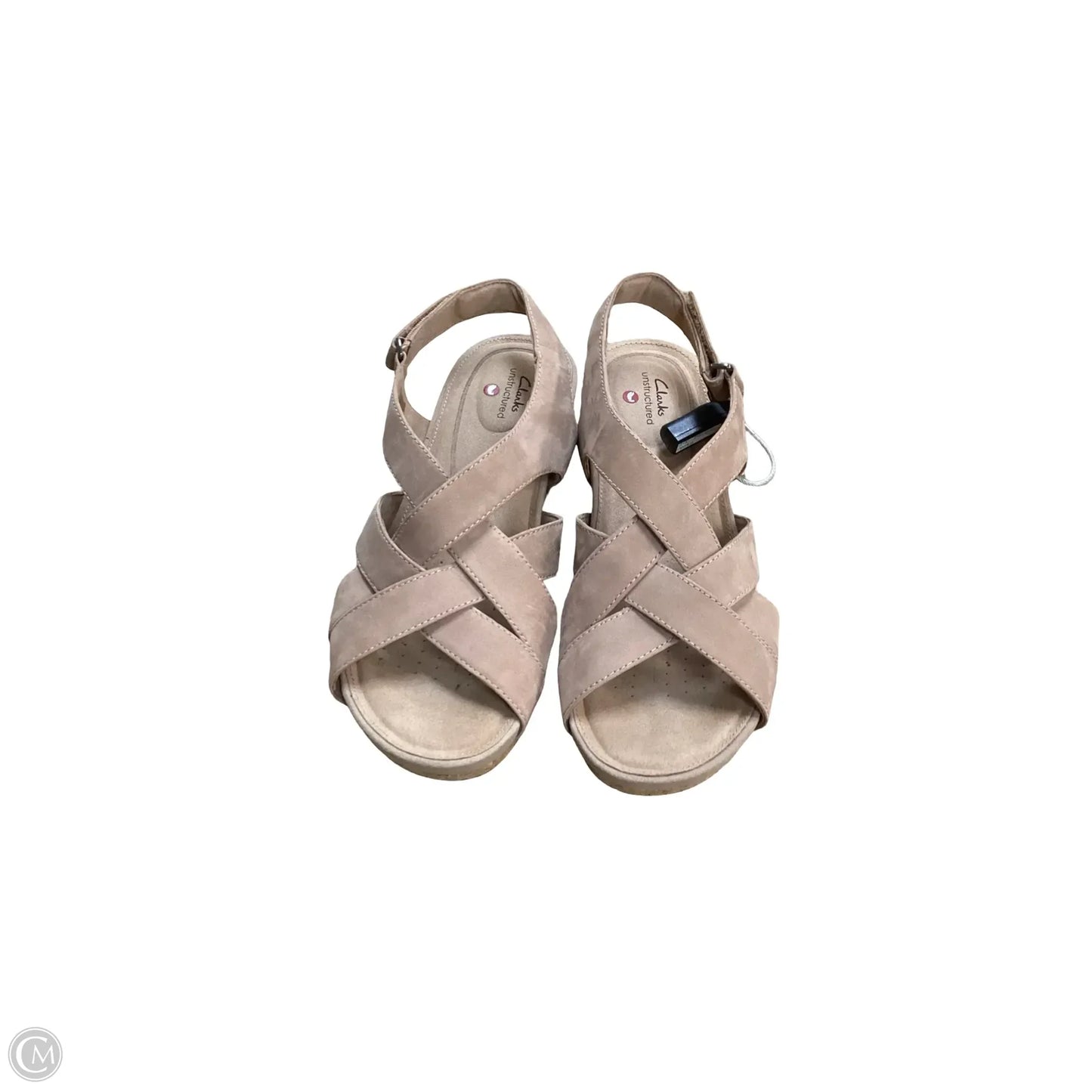 Sandals Heels Wedge By Clarks In Tan, Size: 9
