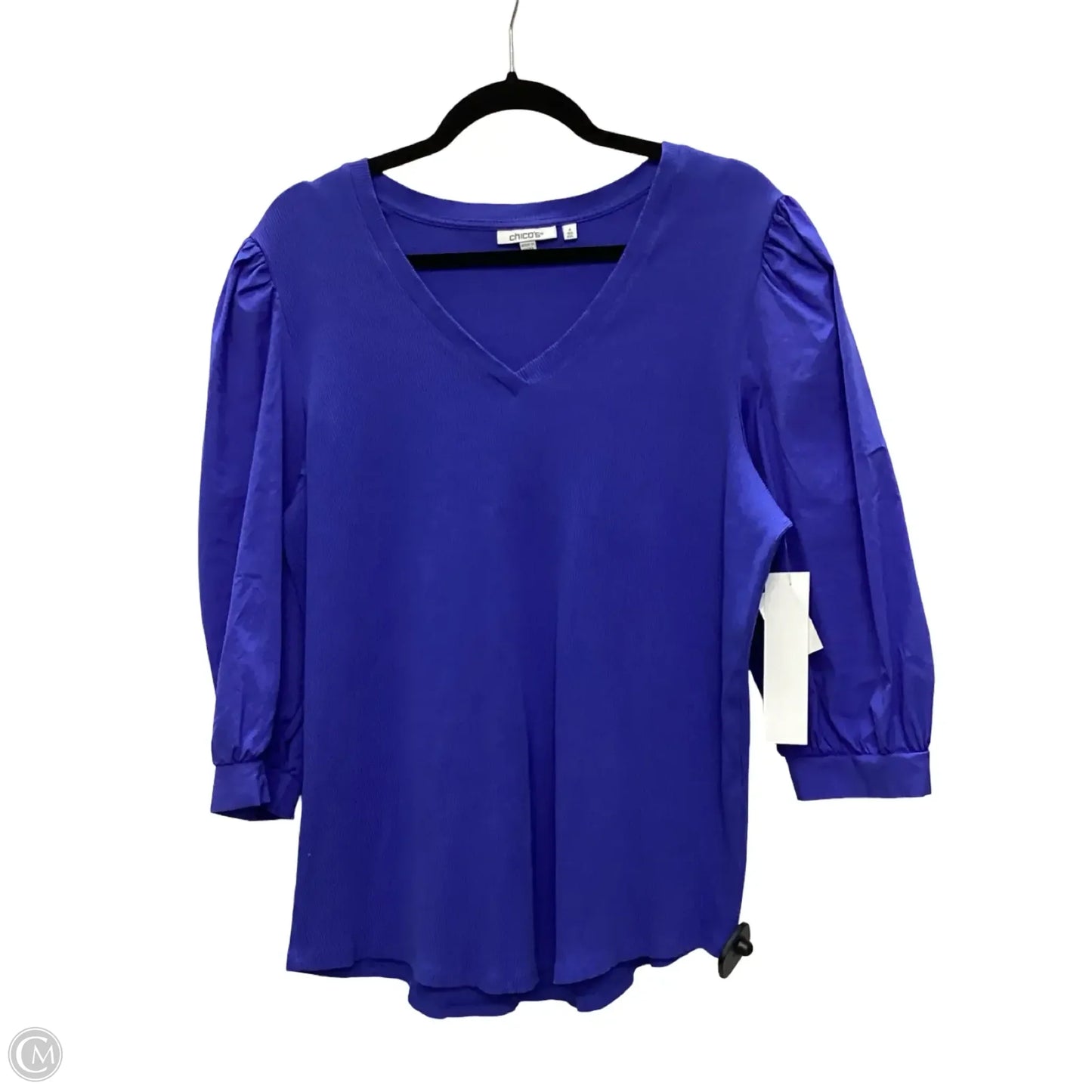 Blouse Short Sleeve By Chicos In Blue, Size: 4