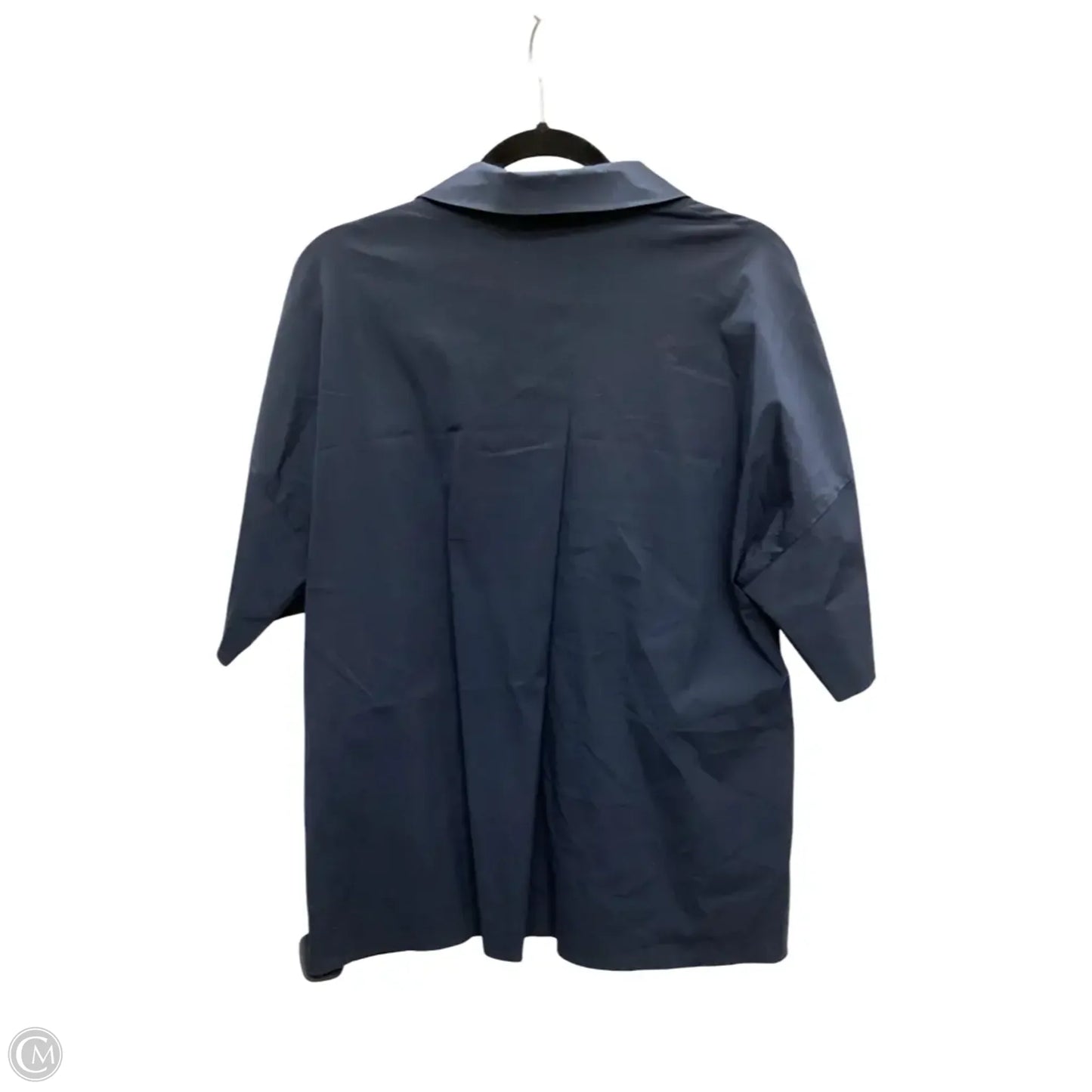 Blouse Designer By Lafayette 148 In Navy, Size: M