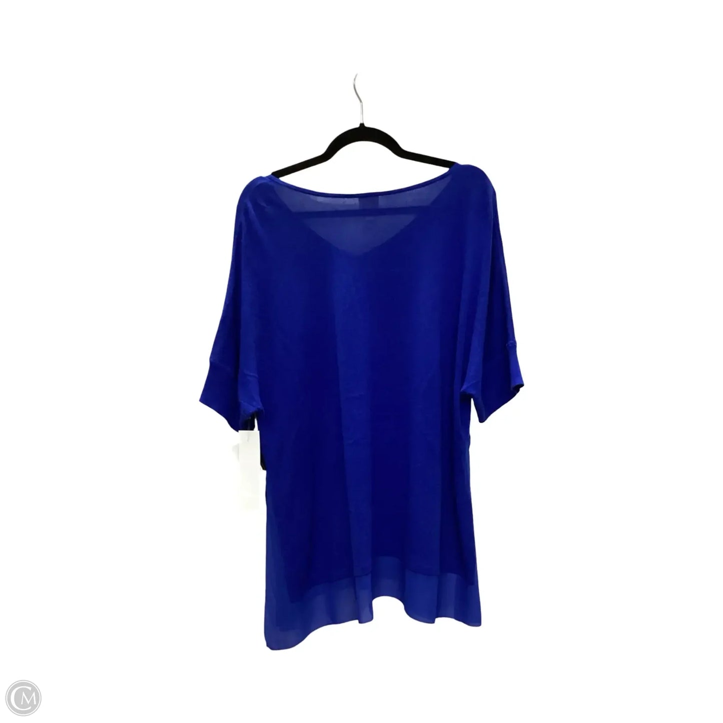 Blouse Short Sleeve By Chicos In Blue, Size: Xl