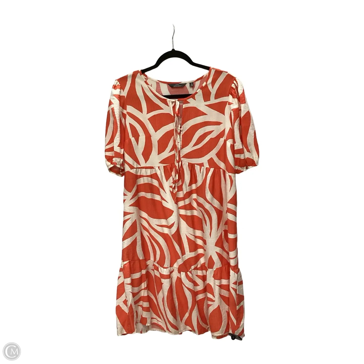 Dress Casual Short By Mlle Gabrielle In Orange & White, Size: M
