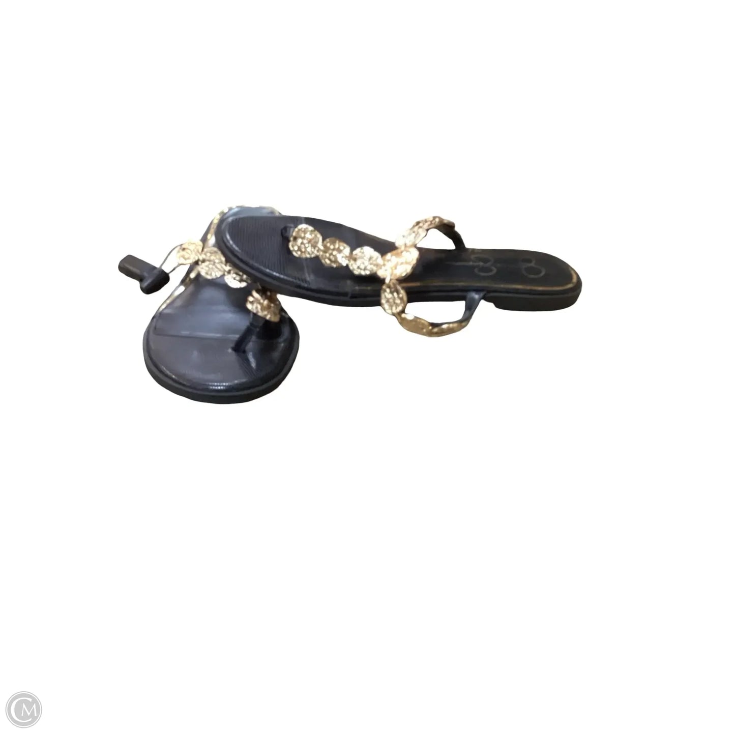 Sandals Flats By Jessica Simpson In Black & Gold, Size: 7.5