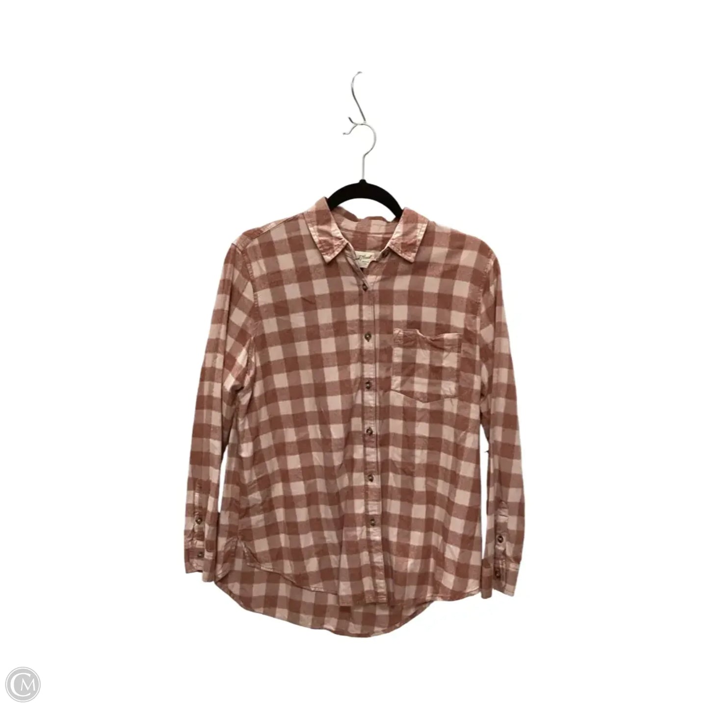 Blouse Long Sleeve By Universal Thread In Plaid Pattern, Size: Xs