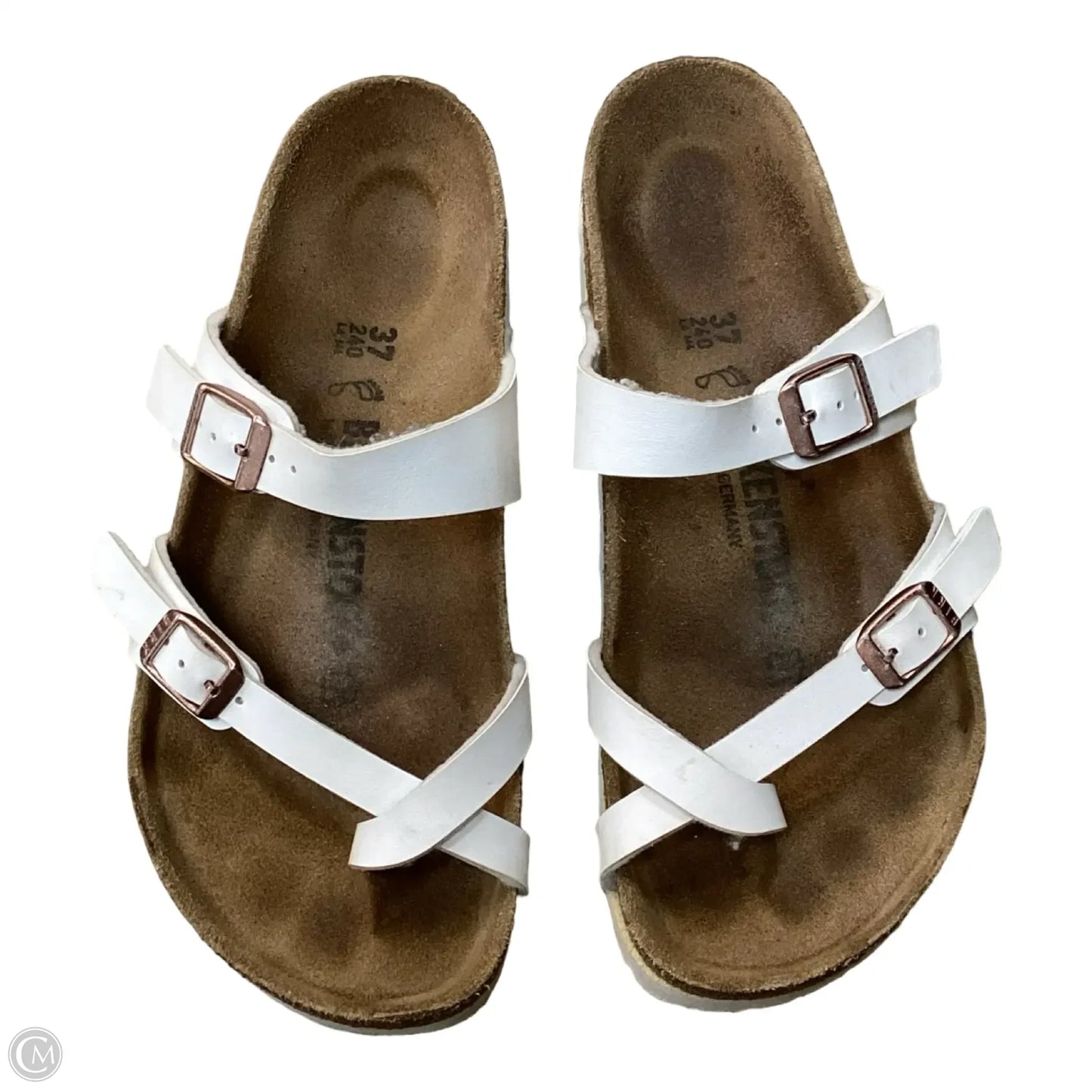 Sandals Flats By Birkenstock In White, Size: 6.5