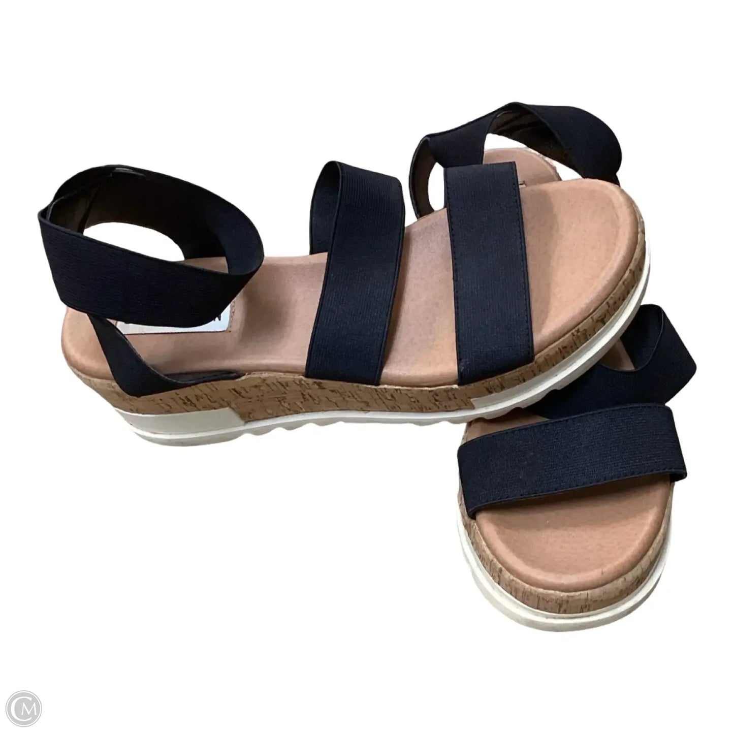 Sandals Heels Wedge By Steve Madden In Black, Size: 7.5