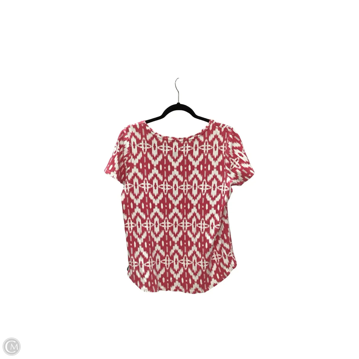 Top Short Sleeve Basic By Chicos In Pink & White, Size: 2