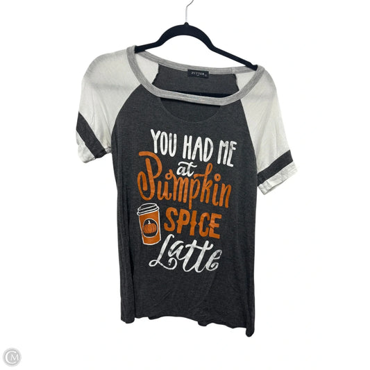 Top Short Sleeve By Zutter In Grey, Size: S