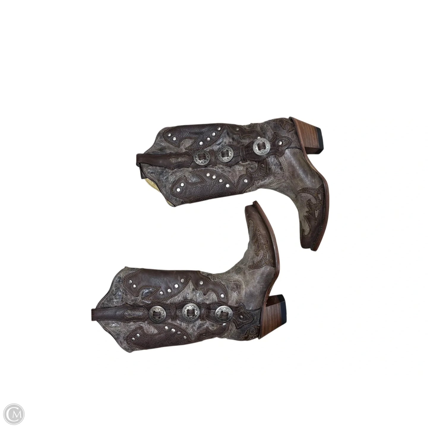 Boots Leather By Corral In Grey, Size: 6.5