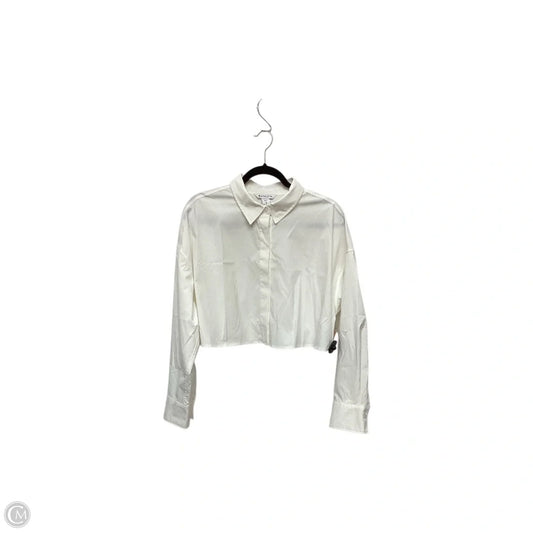 Athletic Top Long Sleeve Collar By Athleta In White, Size: L