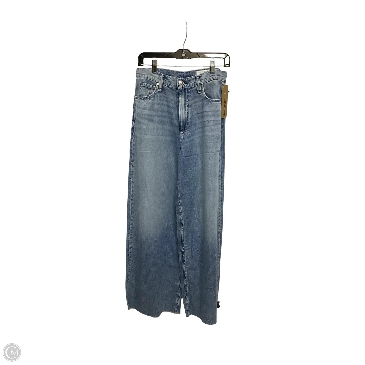 Designer Jeans Wide Leg By Rag And Bone In Blue Denim, Size: 4